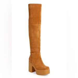 Jeffrey Campbell Brown Suede Shearling Knee-High Boots Sz 6.5